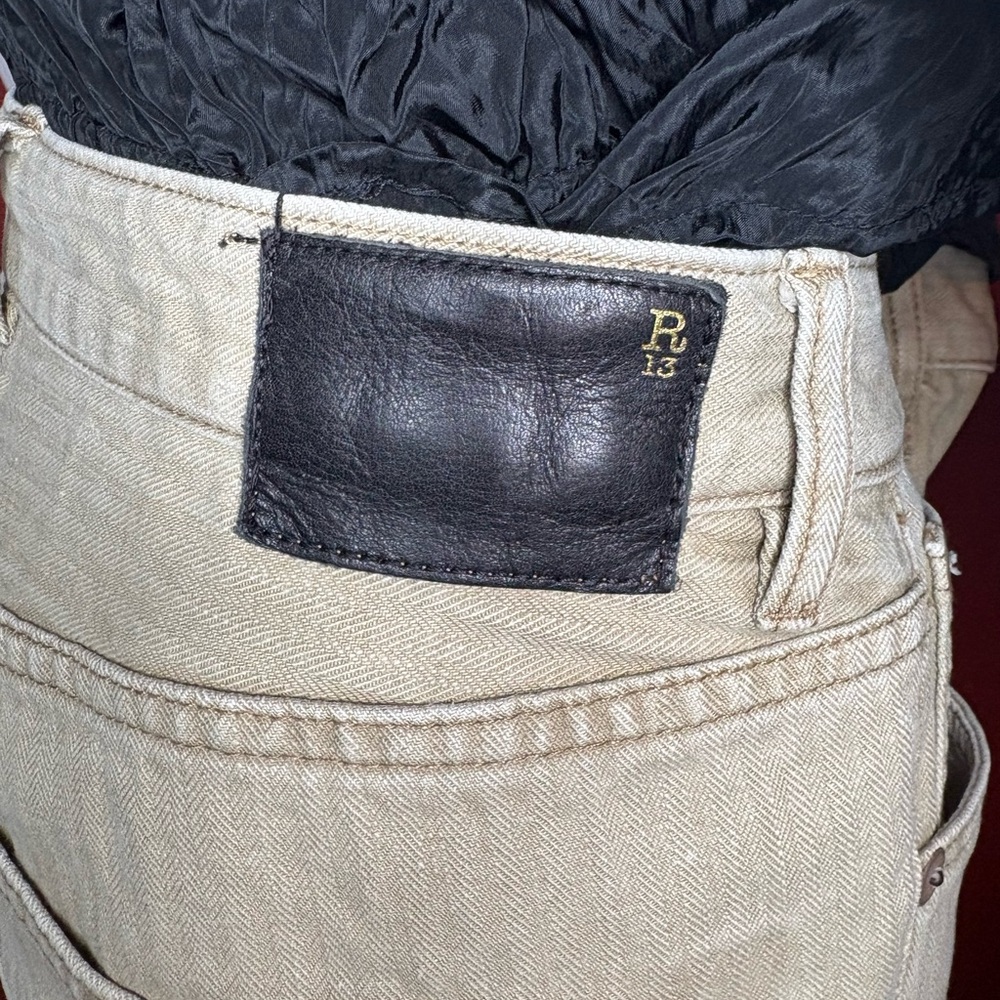R13 Women's Straight Leg Jeans in Khaki - Picture 10 of 14